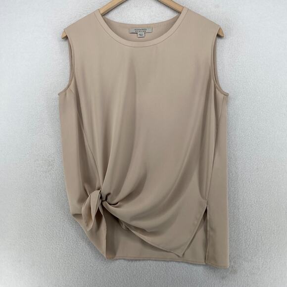 ALLSAINTS Tank Top Womens 4 Heny Tie Front Sleeveless Tunic Crewneck Beige Pink - Picture 1 of 16